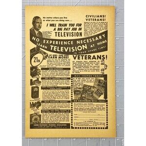 Radio-TV Training Association No Experience needed-Learn at Home Print Ad 1954